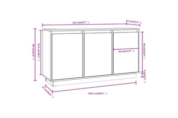 beBasic Senkki valkoinen 111x34x60 cm täysi mänty - Valkoinen - Säilytys - Säilytyskalusteet - Senkki