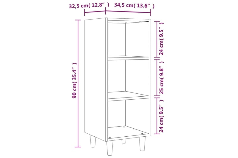 beBasic Senkki valkoinen 34,5x32,5x90 cm tekninen puu - Valkoinen - Säilytys - Säilytyskalusteet - Senkki