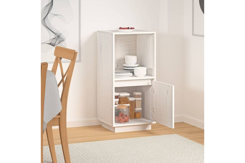 beBasic Senkki valkoinen 38x35x80 cm täysi mänty - Valkoinen - Säilytys - Säilytyskalusteet - Senkki