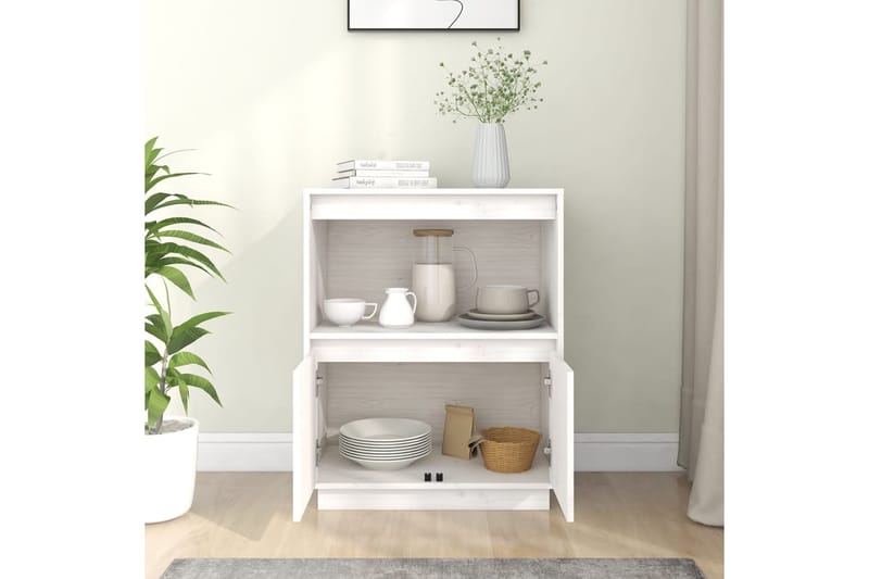 beBasic Senkki valkoinen 60x34x75 cm täysi mänty - Valkoinen - Säilytys - Säilytyskalusteet - Senkki