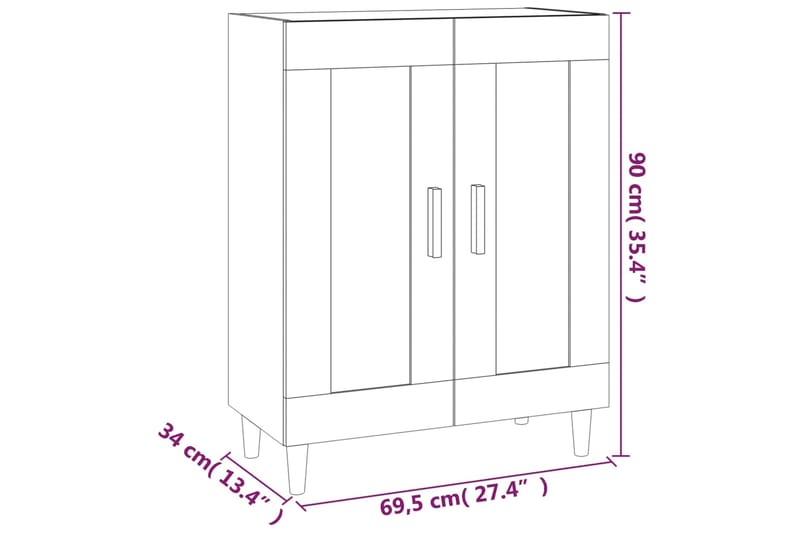 beBasic Senkki valkoinen 69,5x34x90 cm tekninen puu - Valkoinen - Säilytys - Säilytyskalusteet - Senkki