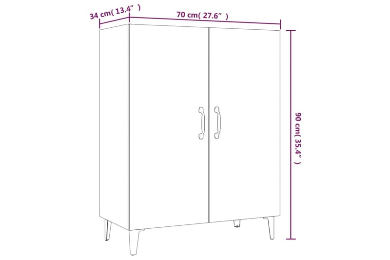 beBasic Senkki valkoinen 70x34x90 cm tekninen puu - Valkoinen - Senkki