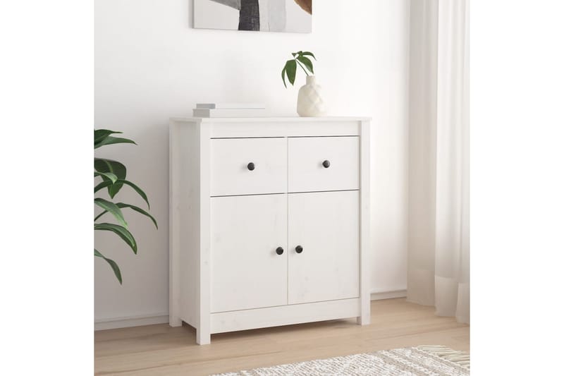 beBasic Senkki valkoinen 70x35x80 cm täysi mänty - Valkoinen - Säilytys - Säilytyskalusteet - Senkki