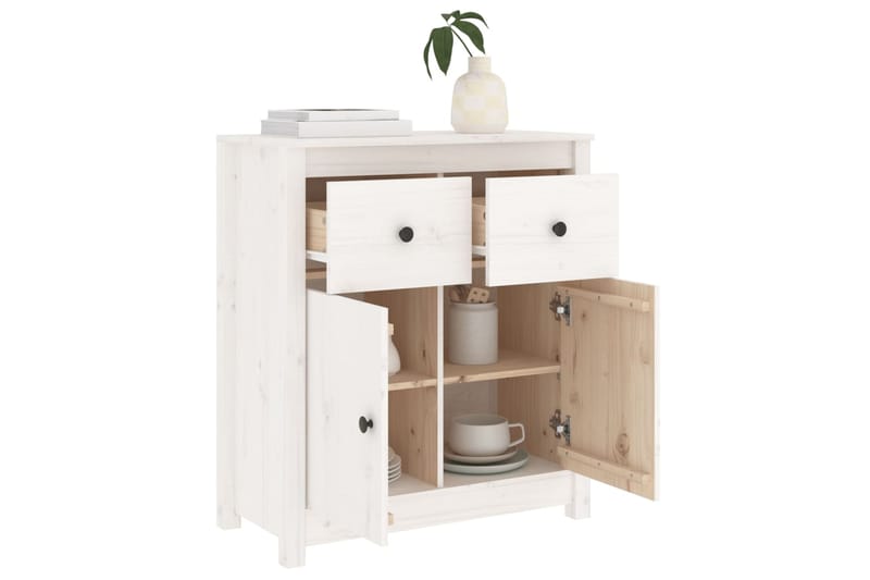 beBasic Senkki valkoinen 70x35x80 cm täysi mänty - Valkoinen - Säilytys - Säilytyskalusteet - Senkki