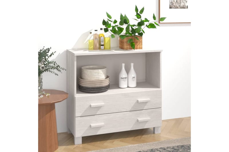beBasic Senkki valkoinen 85x35x80 cm täysi mänty - Valkoinen - Säilytys - Säilytyskalusteet - Senkki