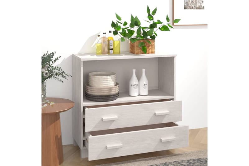 beBasic Senkki valkoinen 85x35x80 cm täysi mänty - Valkoinen - Säilytys - Säilytyskalusteet - Senkki