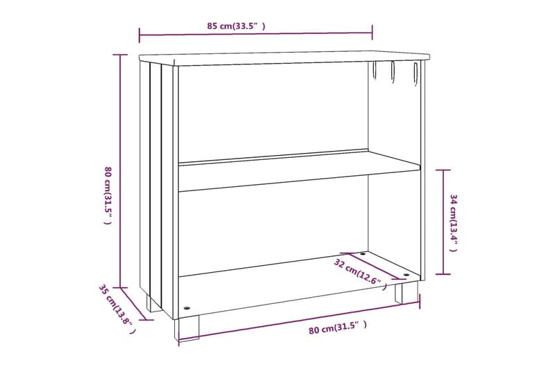 beBasic Senkki valkoinen 85x35x80 cm täysi mänty - Valkoinen - Säilytys - Säilytyskalusteet - Senkki