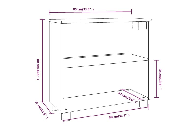 beBasic Senkki valkoinen 85x35x80 cm täysi mänty - Valkoinen - Senkki