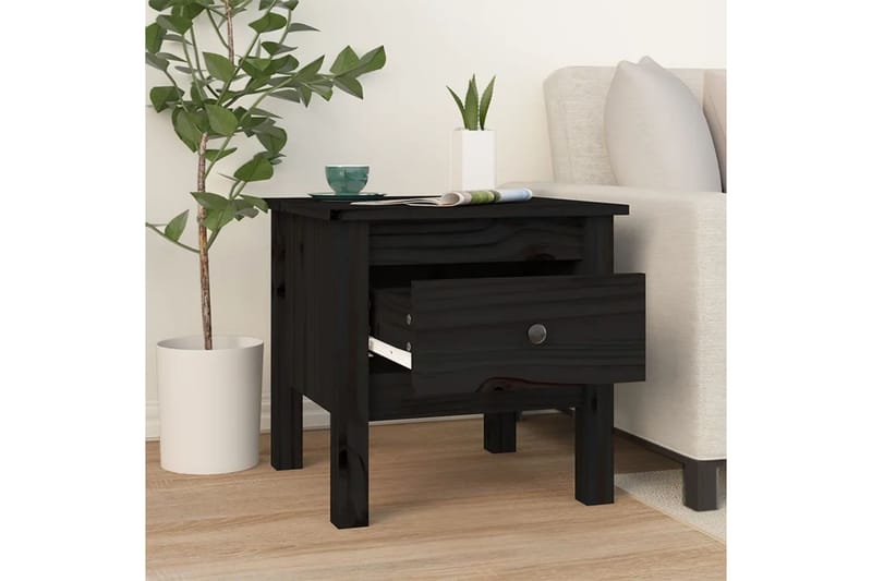 beBasic Sivupöydät 2 kpl musta 40x40x39 cm täysi mänty - Musta - Säilytys - Säilytyskalusteet - Senkki
