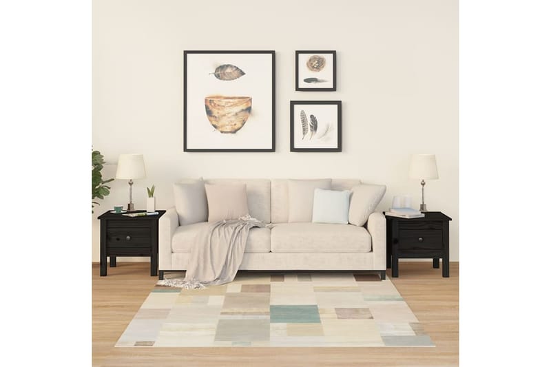 beBasic Sivupöydät 2 kpl musta 40x40x39 cm täysi mänty - Musta - Säilytys - Säilytyskalusteet - Senkki