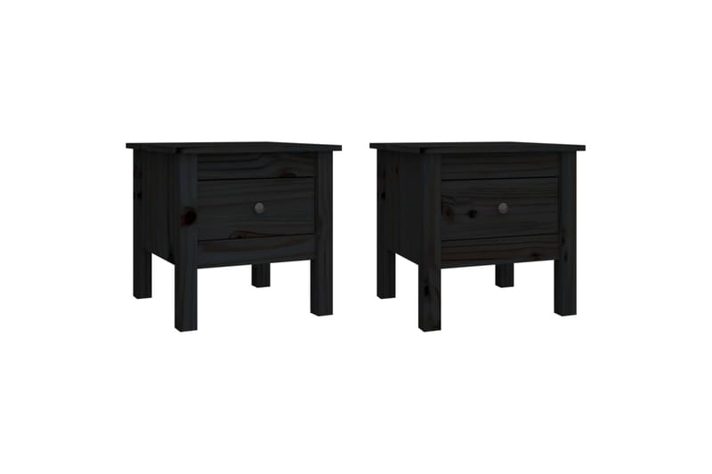 beBasic Sivupöydät 2 kpl musta 40x40x39 cm täysi mänty - Musta - Säilytys - Säilytyskalusteet - Senkki