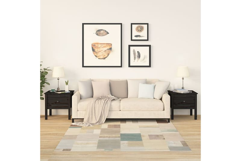 beBasic Sivupöydät 2 kpl musta 50x50x49 cm täysi mänty - Musta - Säilytys - Säilytyskalusteet - Senkki