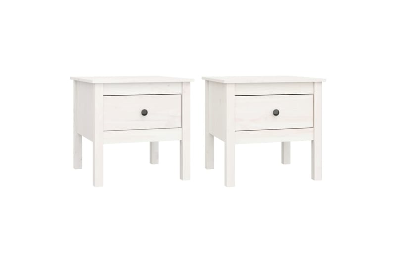 beBasic Sivupöydät 2 kpl valkoinen 50x50x49 cm täysi mänty - Valkoinen - Säilytys - Säilytyskalusteet - Senkki