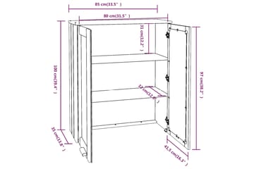beBasic Yläkaappi senkille valkoinen 85x35x100 cm täysi mänty - Valkoinen - Säilytys - Säilytyskalusteet - Lipasto