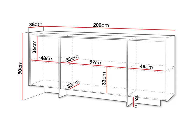 Bellia Senkki 200x38 cm - Ruskea - Säilytys - Säilytyskalusteet - Senkki