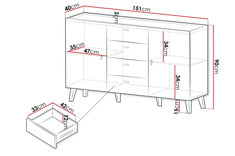 Betsi Senkki 151x40 cm - Säilytys - Säilytyskalusteet - Senkki