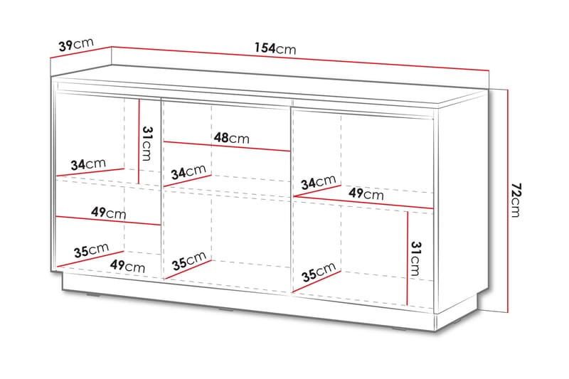 Bolstan Lipasto 154 cm - Valkoinen - Säilytys - Säilytyskalusteet - Lipasto