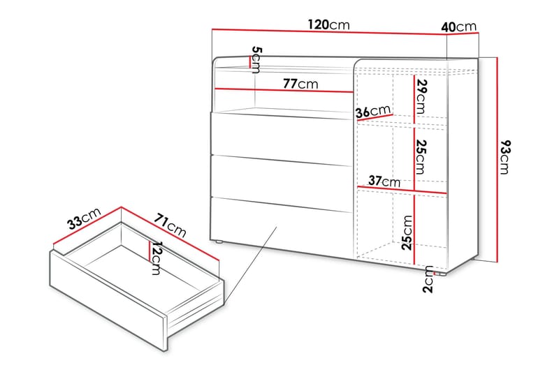 Buhan Lipasto 120 cm - Beige / Ruskea - Säilytys - Säilytyskalusteet - Lipasto