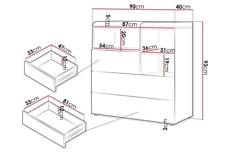 Buhan Lipasto 90 cm - Beige / Ruskea - Säilytys - Säilytyskalusteet - Lipasto