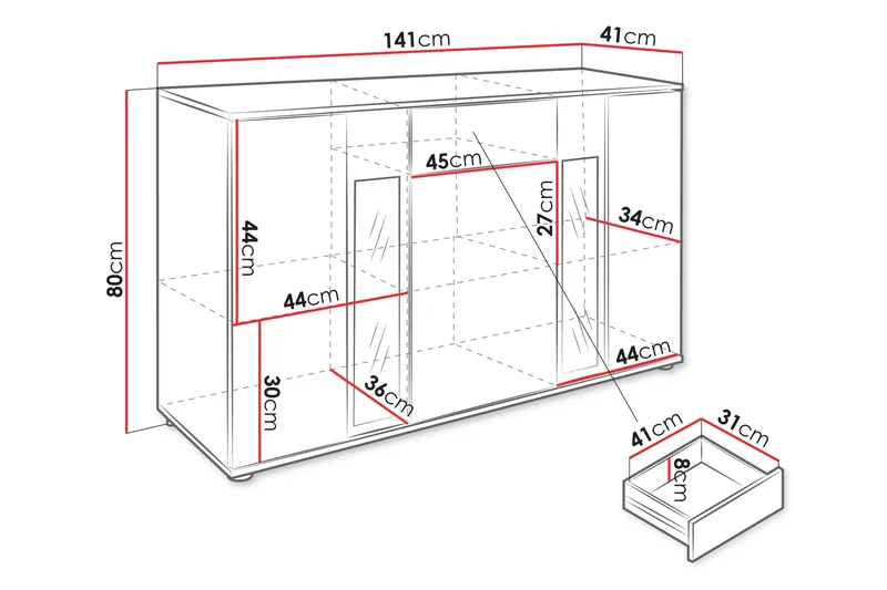 Bunta Senkki 141x41 cm - Ruskea - Säilytys - Säilytyskalusteet - Senkki