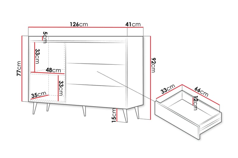Chiku Lipasto 126 cm - Beige - Säilytys - Säilytyskalusteet - Lipasto
