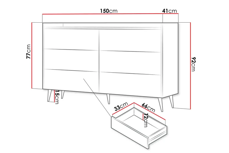 Chiku Lipasto 150 cm - Beige - Säilytys - Säilytyskalusteet - Lipasto