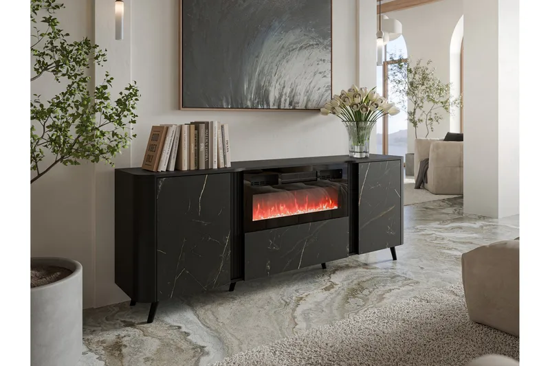 Clement Lipasto 200 cm Musta - Musta - Sisustustuotteet - Sisustustakka & kamiina - Sisustustakka ilman hormia - Sähkötakka