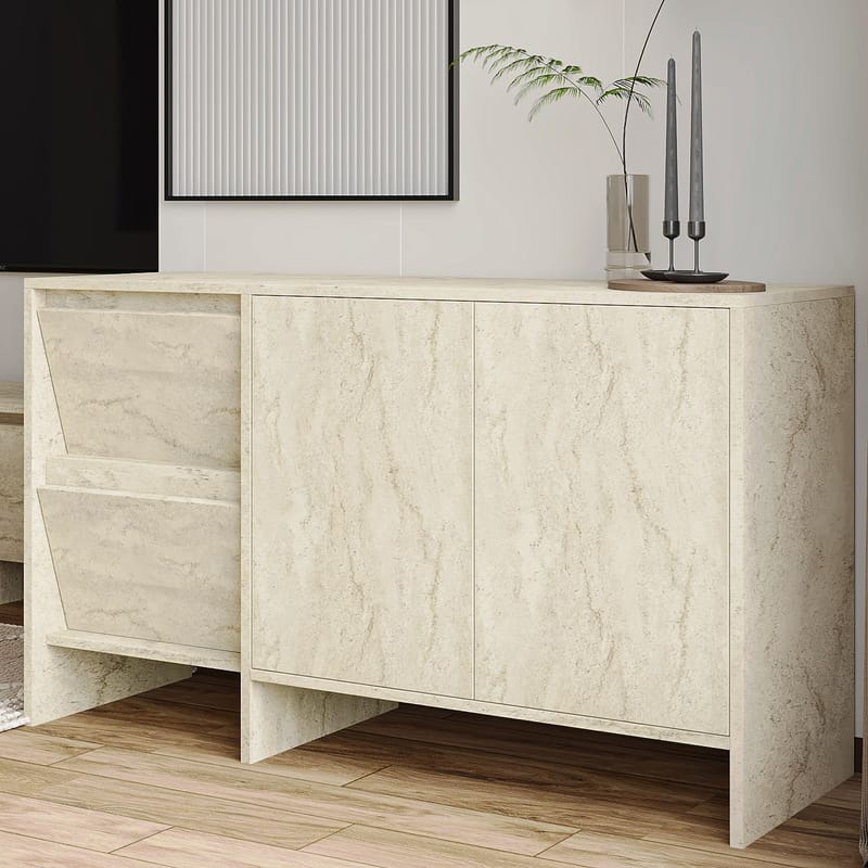Crala konsolipöytä 130x81,8x44 cm - Travertiini - Säilytys - Säilytyskalusteet - Senkki