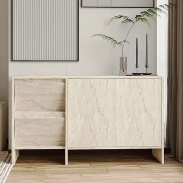 Crala konsolipöytä 130x81,8x44 cm - Travertiini - Säilytys - Säilytyskalusteet - Senkki