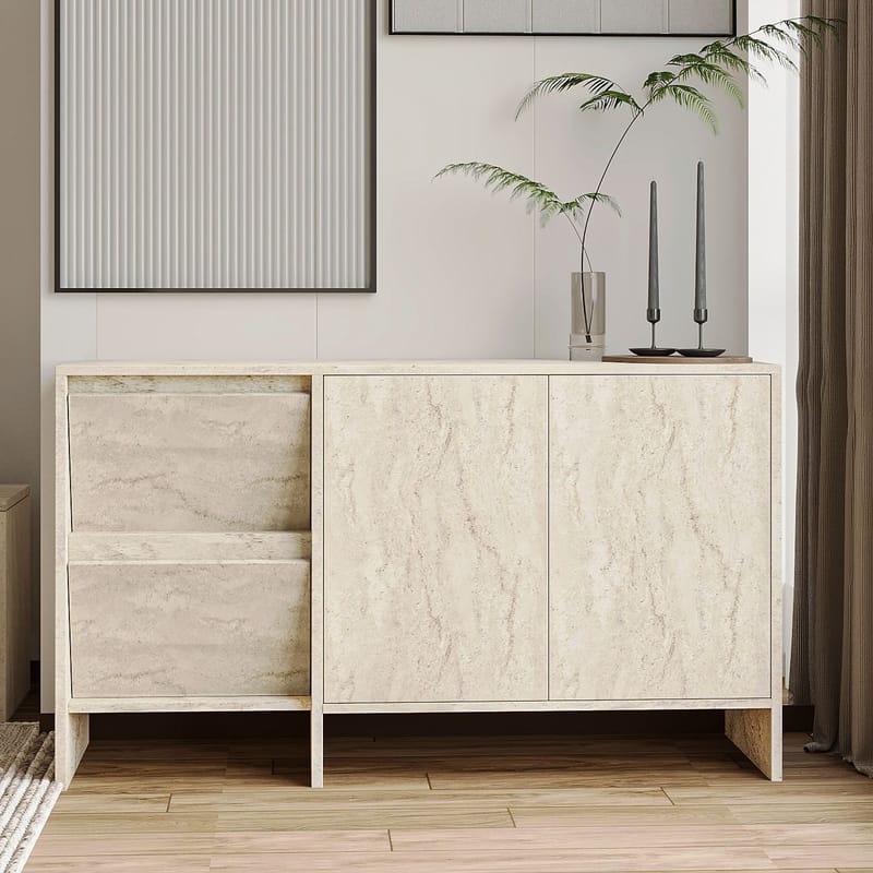 Crala konsolipöytä 130x81,8x44 cm - Travertiini - Säilytys - Säilytyskalusteet - Senkki
