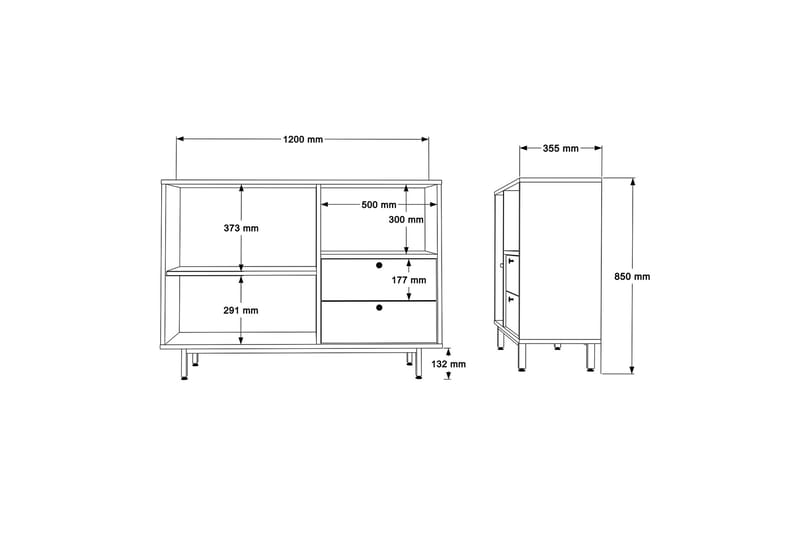 Donae Lipasto 120 cm - Tammi/Antrasiitti - Säilytys - Säilytyskalusteet - Lipasto