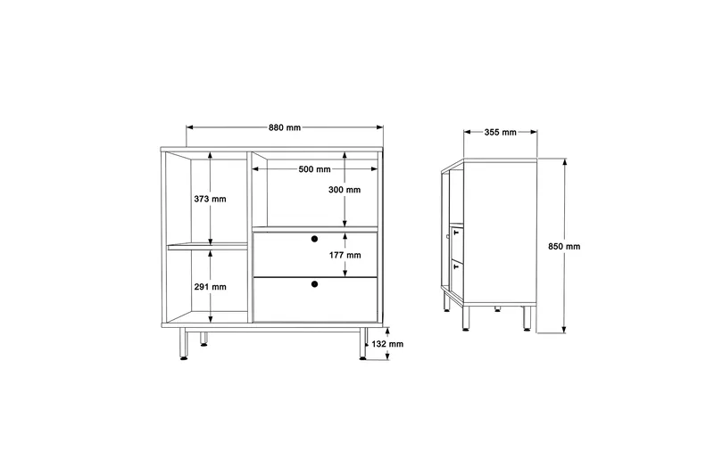 Donae Lipasto 88 cm - Tammi/Punainen - Säilytys - Säilytyskalusteet - Lipasto