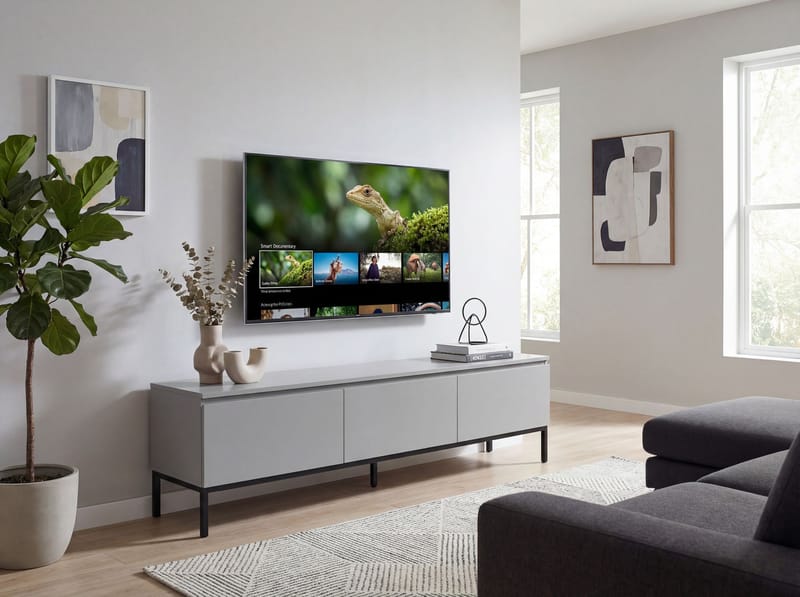 Dorvik TV-taso 150 cm, 3 laatikolla - vaaleanharmaa ja musta - Säilytys - Säilytyskalusteet - Senkki