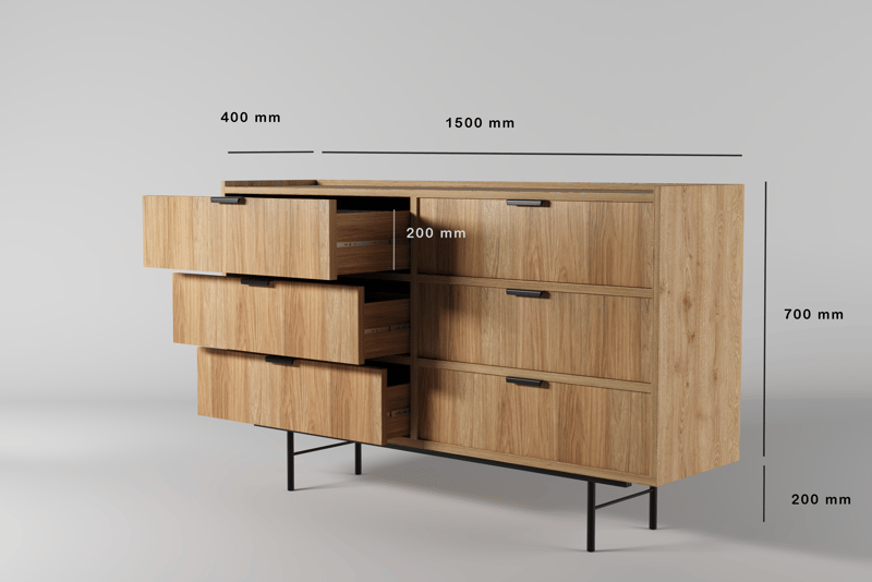 Dravo Lipasto 150 cm - Luonnonhikkori - Säilytys - Säilytyskalusteet - Lipasto