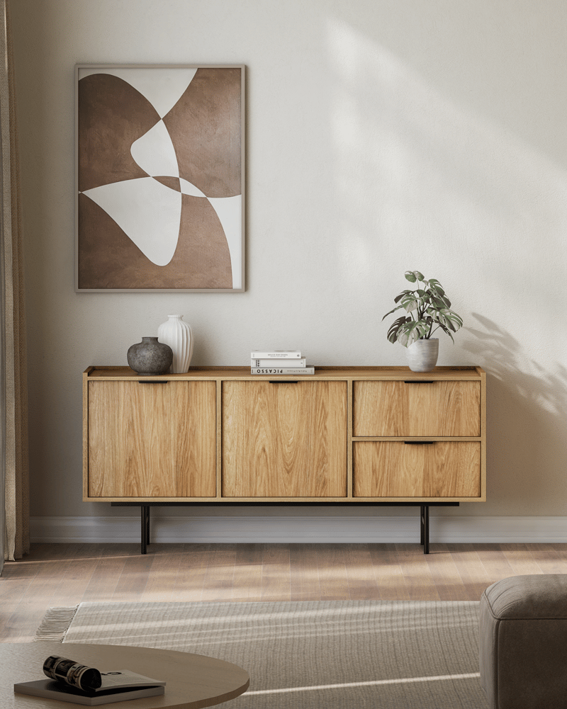 Dravo Senkki 68x150 cm - Luonnonhikkori - Säilytys - Säilytyskalusteet - Senkki