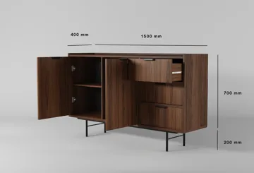 Dravo Senkki 90x150 cm - Warmia-pähkinä - Säilytys - Säilytyskalusteet - Senkki