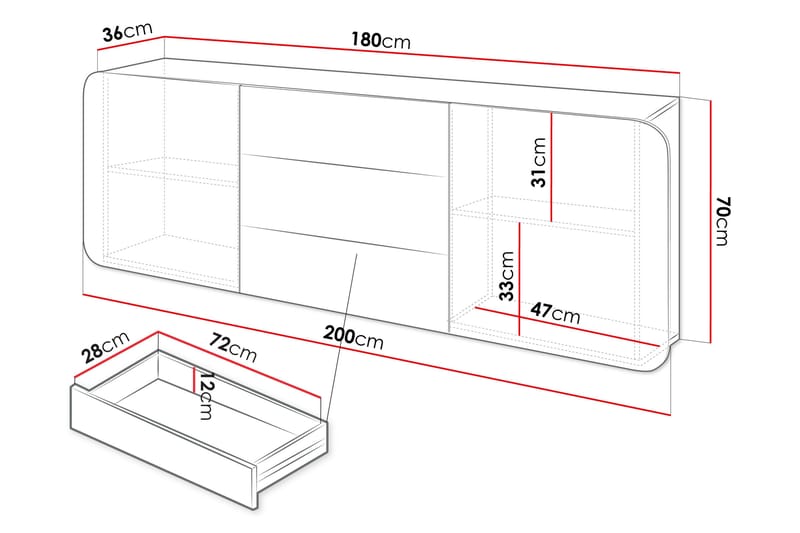 Duartina Senkki 200x36 cm - Beige - Säilytys - Säilytyskalusteet - Senkki