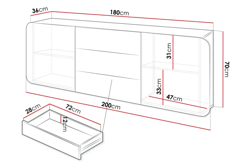 Duartina Senkki 200x36 cm - Beige - Säilytys - Säilytyskalusteet - Senkki
