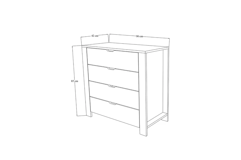 Durusu Lipasto 90 cm - Valkoinen - Säilytys - Säilytyskalusteet - Lipasto