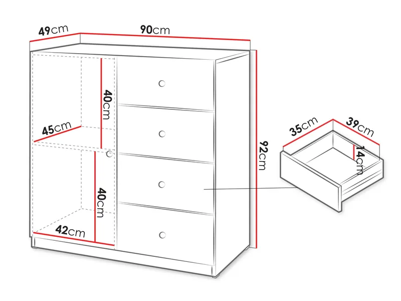 Fayric Lipasto 90 cm - Beige - Säilytys - Säilytyskalusteet - Lipasto