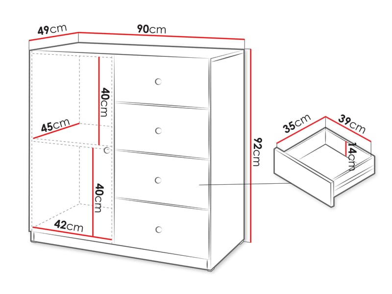 Fayric Lipasto 90 cm - Beige - Säilytys - Säilytyskalusteet - Lipasto