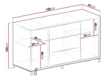 Fonti suorakulmainen senkki 158 cm puuta - Musta|Ruskea - Säilytys - Säilytyskalusteet - Senkki