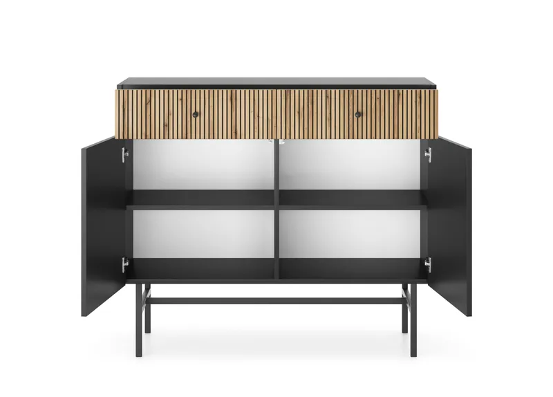 Francisca Lipasto 104 cm - Musta/Tammi - Säilytys - Säilytyskalusteet - Lipasto