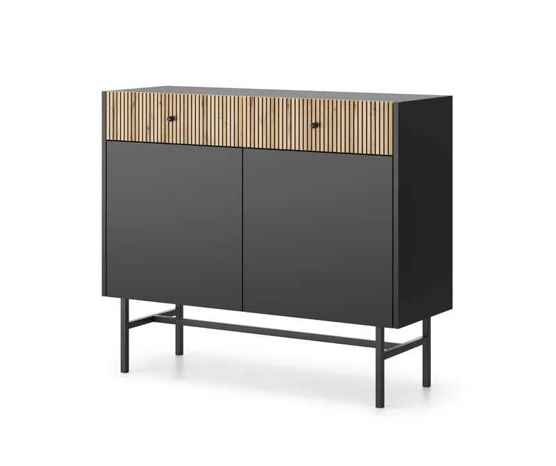 Francisca Lipasto 104 cm - Musta/Tammi - Säilytys - Säilytyskalusteet - Lipasto