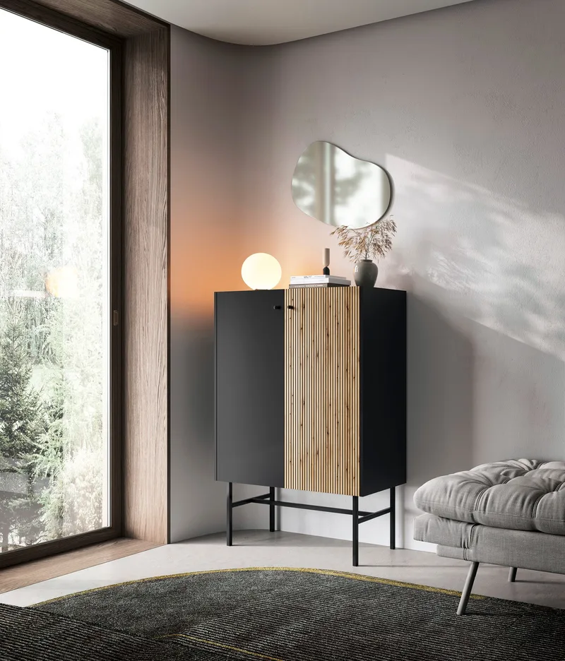 Francisca Lipasto 93 cm - Musta/Tammi - Säilytys - Säilytyskalusteet - Lipasto