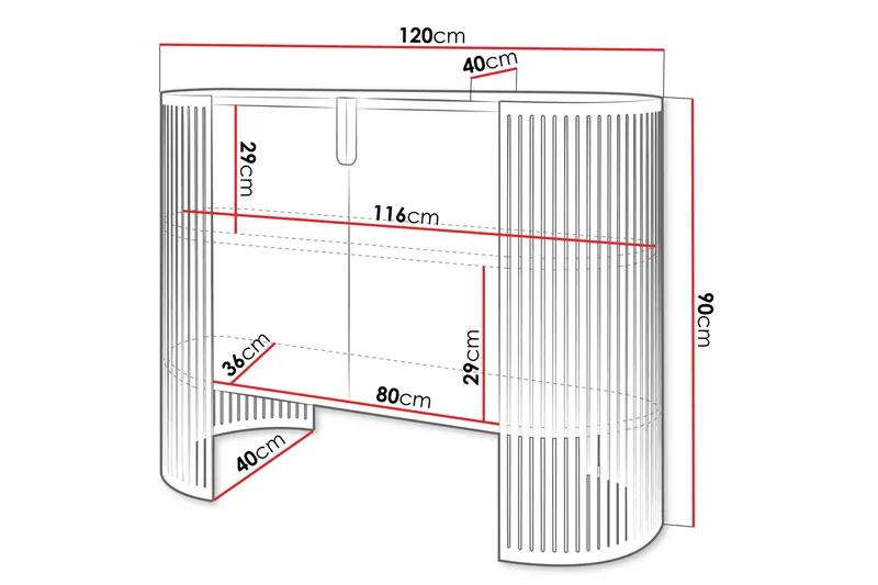 Friend Senkki 120x40 cm - Rosa/Valkoinen - Säilytys - Säilytyskalusteet - Senkki