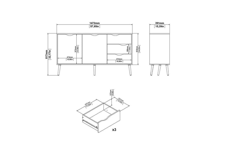 Hostafranc Senkki 147,2x39,1 cm - Luonnonväri - Säilytys - Säilytyskalusteet - Senkki