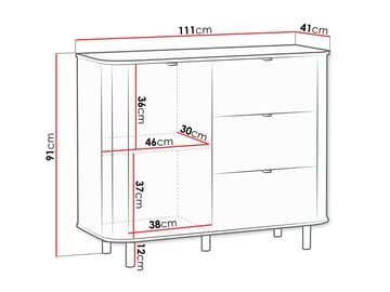 Joriel senkki 111 cm - Valkoinen|musta - Säilytys - Säilytyskalusteet - Lipasto