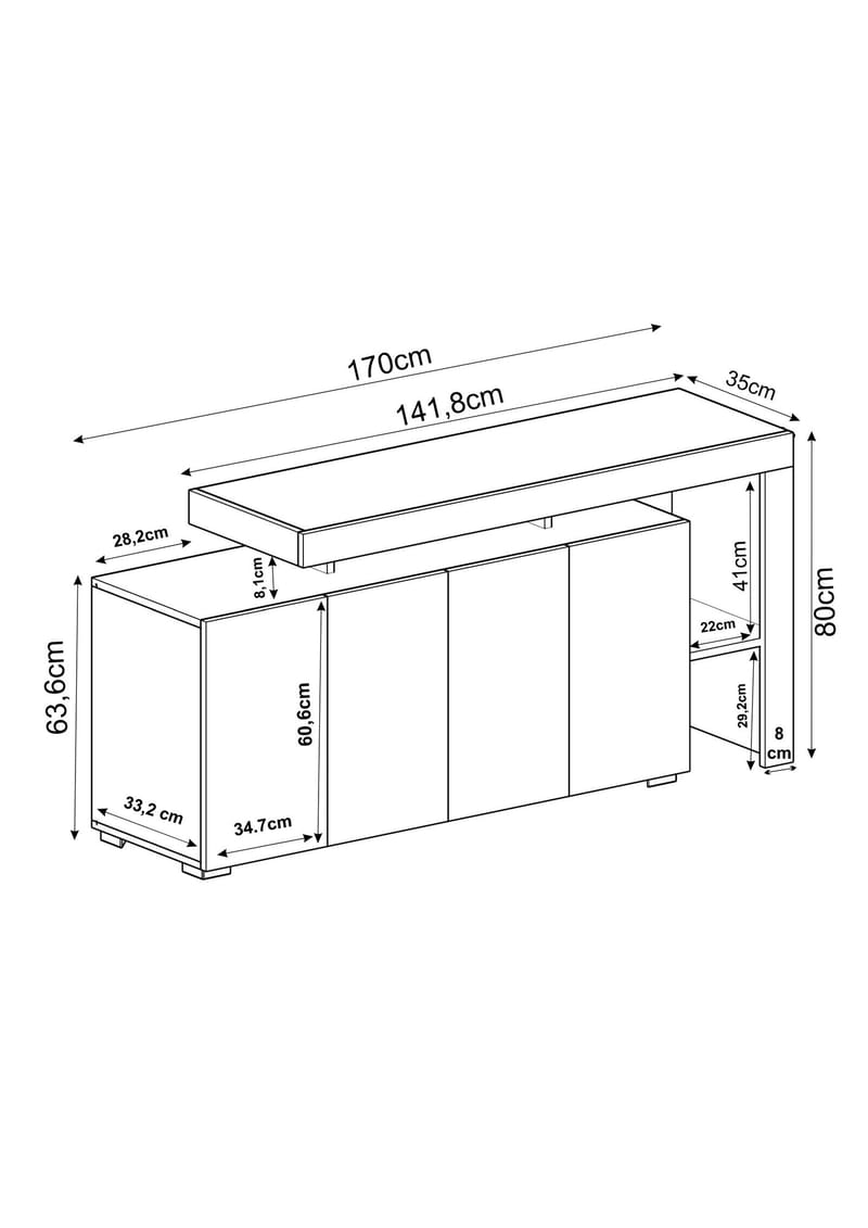 Jurukovo Konsolipöytä 170 cm - Antrasiitti - Säilytys - Säilytyskalusteet - Senkki