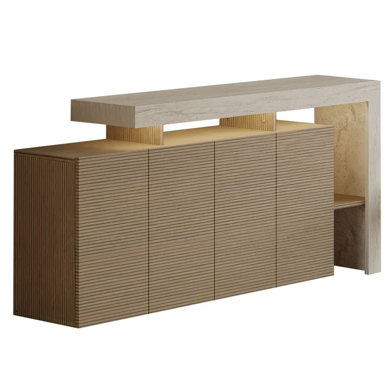 Jurukovo konsolipöytä 170x80x35 cm, Travertiini ja lämmin tammi